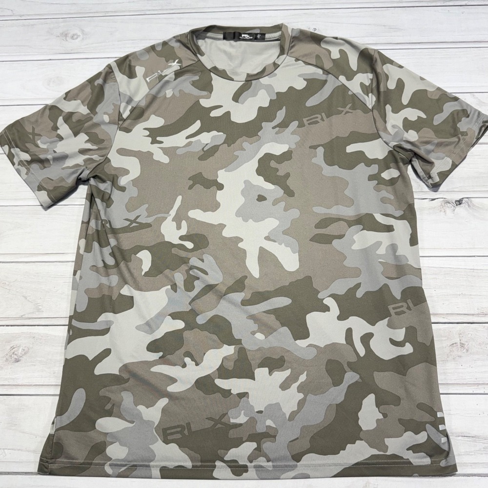 RLX‎ Ralph Lauren T Shirt Mens M Green Camo Athletic Performance Traning